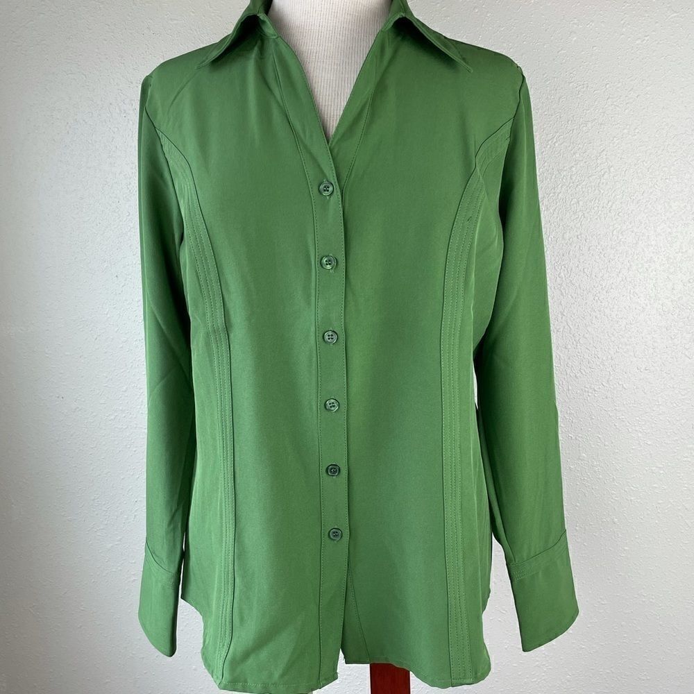 NWT Dressbarn Green Button Down Shirt Size L